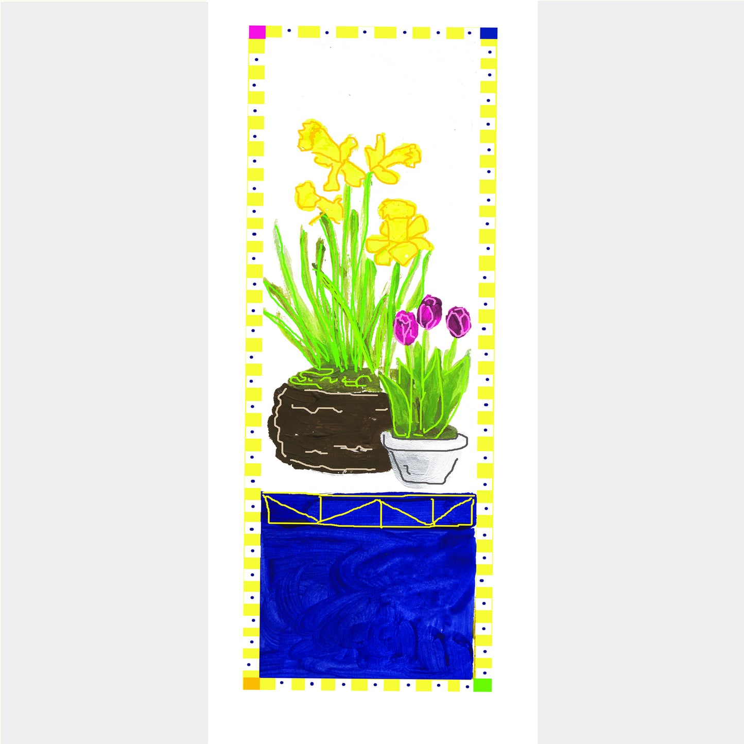 Vibrant Yellow - Daffodils and Tulips Note Card (Single Card)