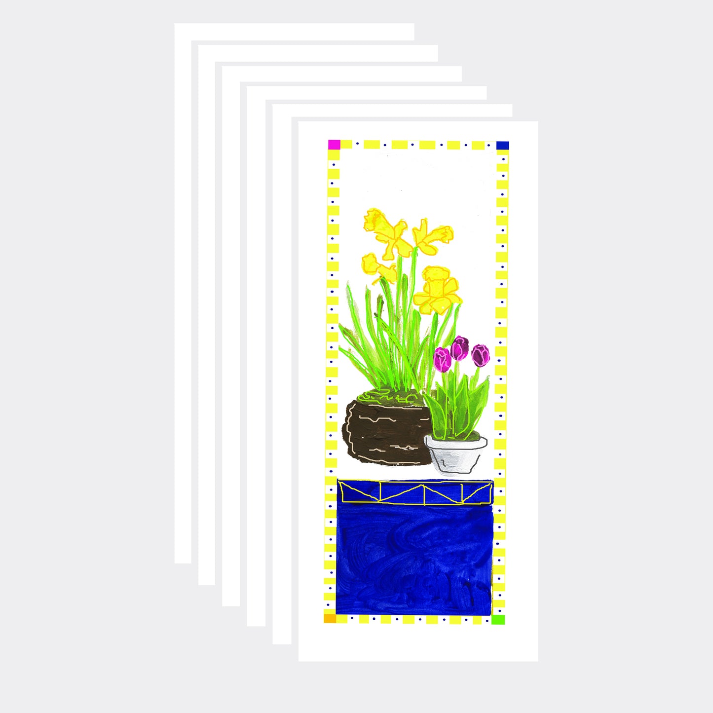 Vibrant Yellow - Daffodils and Tulips Note Cards (Six Cards)