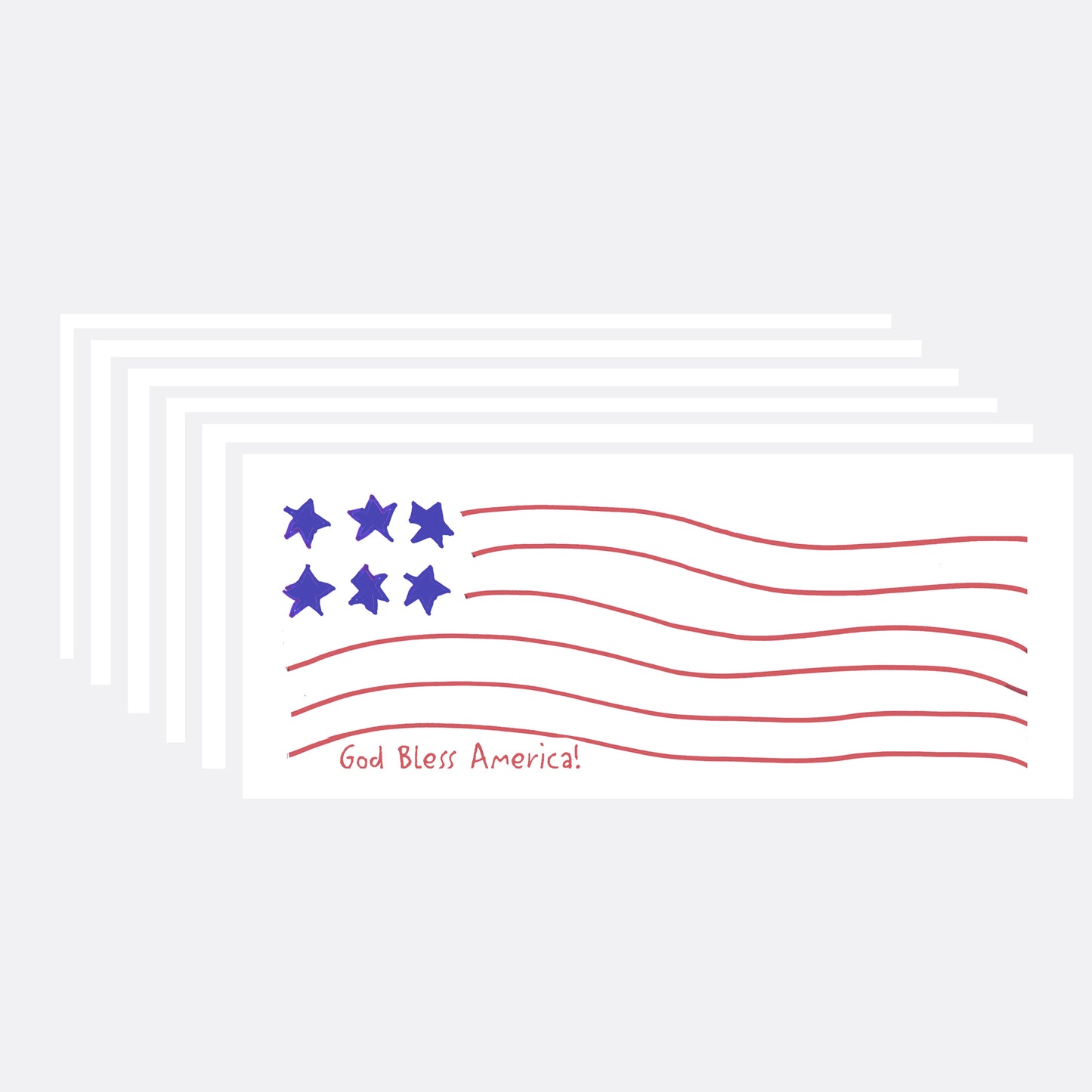 Heavenly Blue - Funky Flag Note Cards (Six Cards)