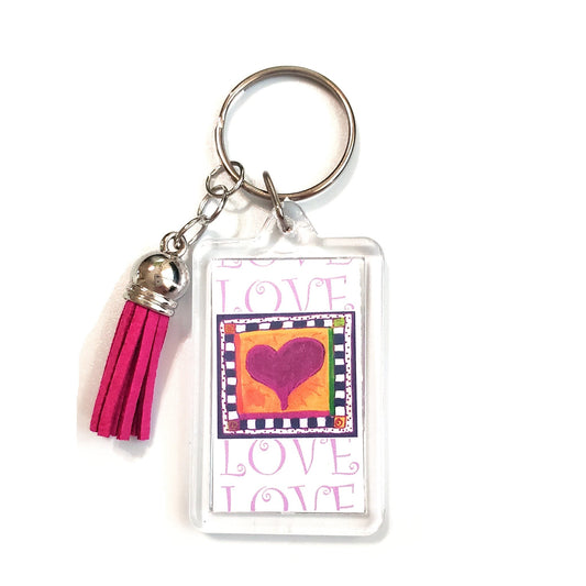 Bright Pink - Heart Key Ring