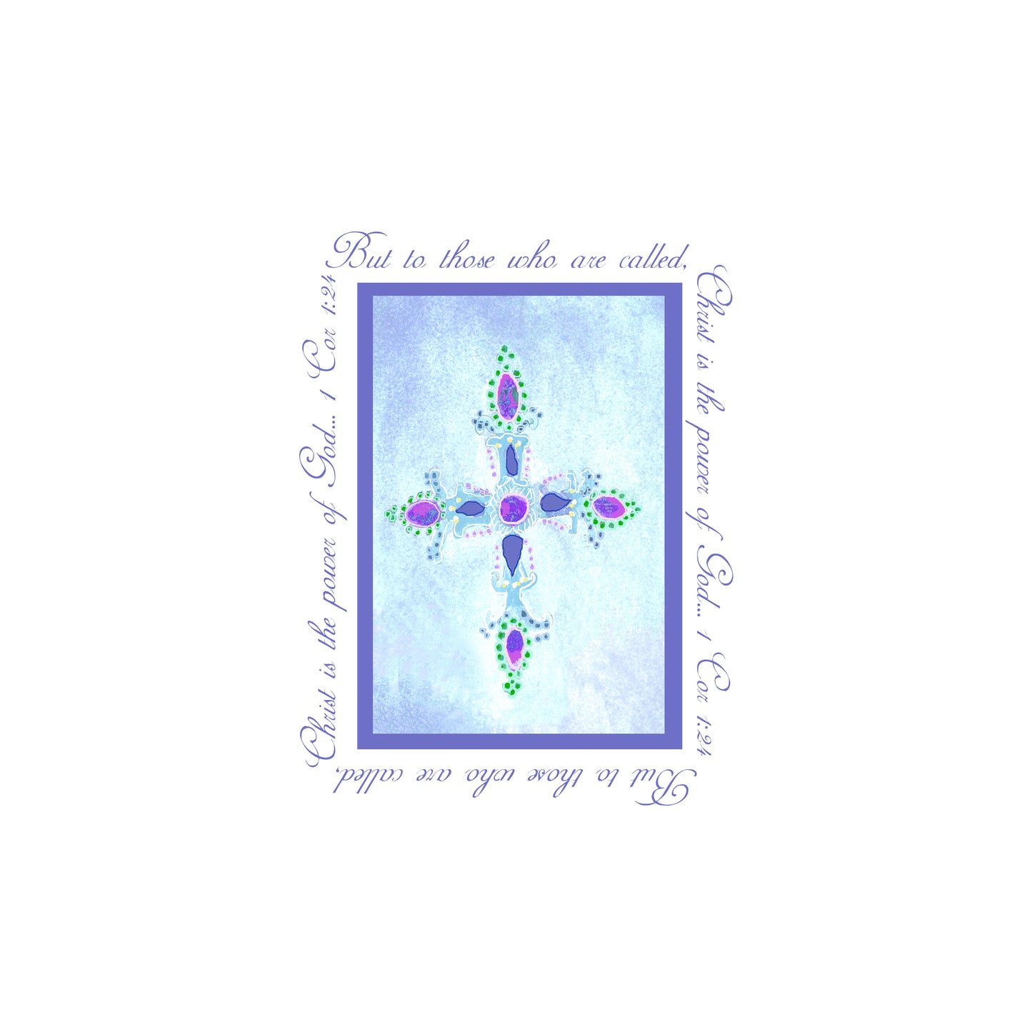 Heavenly Blue - Jeweled Cross Magnet