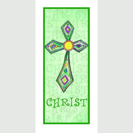 Lively Green - Jeweled Cross Note Card (Single Card)
