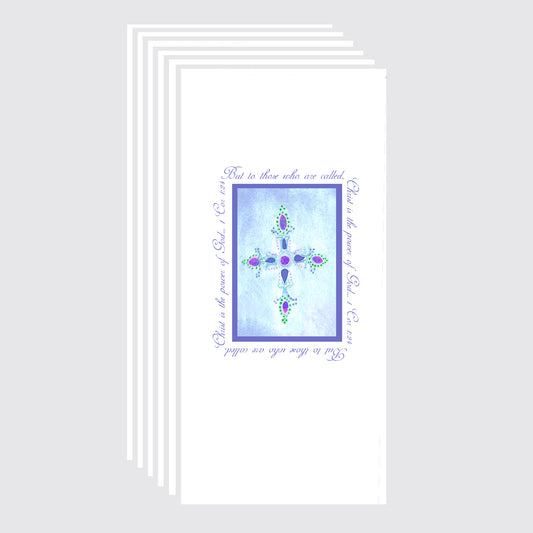 Heavenly Blue - Jeweled Cross Note Card (Six Cards)