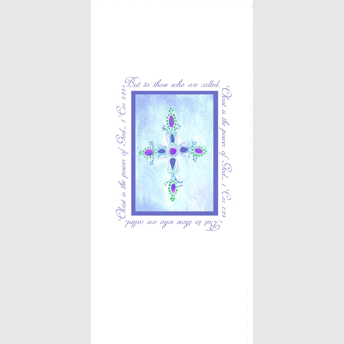 Heavenly Blue - Jeweled Cross Note Card (Single Card)