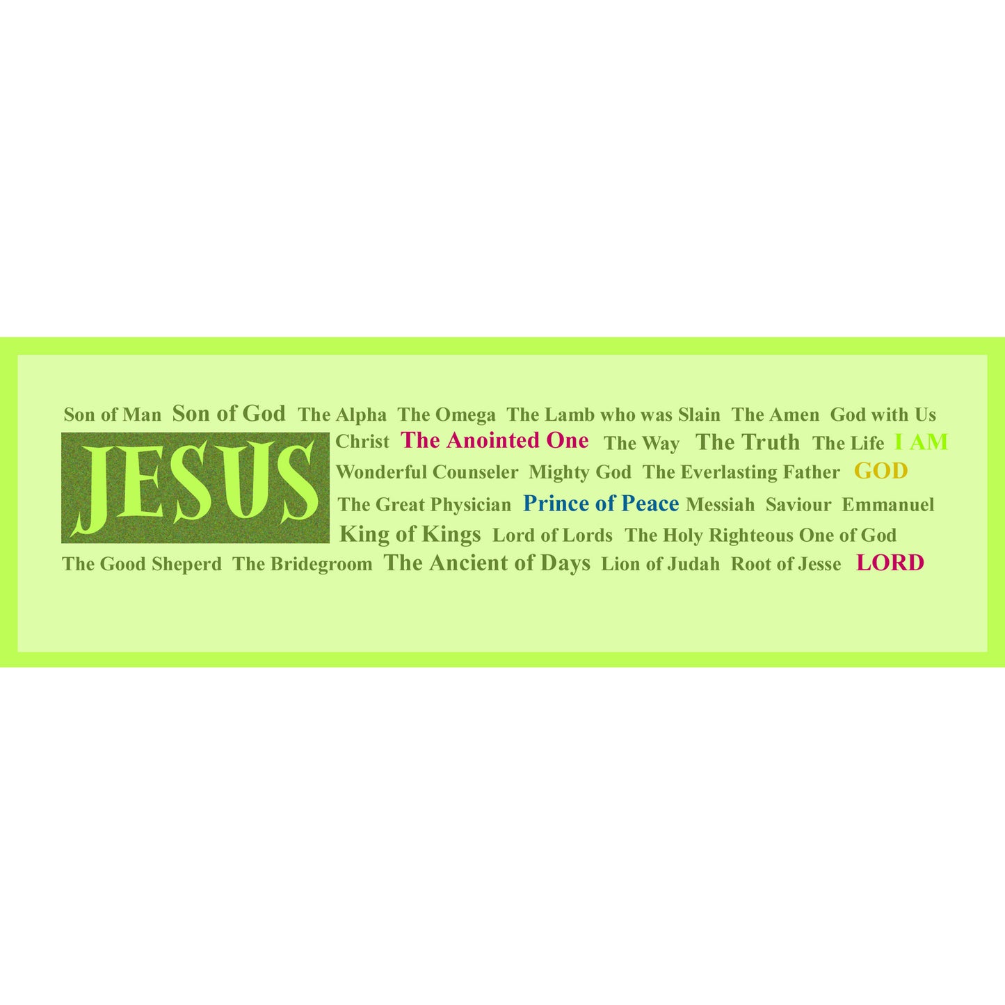 Lively Green - Names of Jesus Bookmark