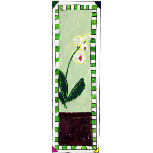 Lively Green - White Orchid Bookmark