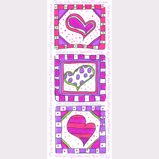 Bright Pink - Valentine Hearts Bookmark