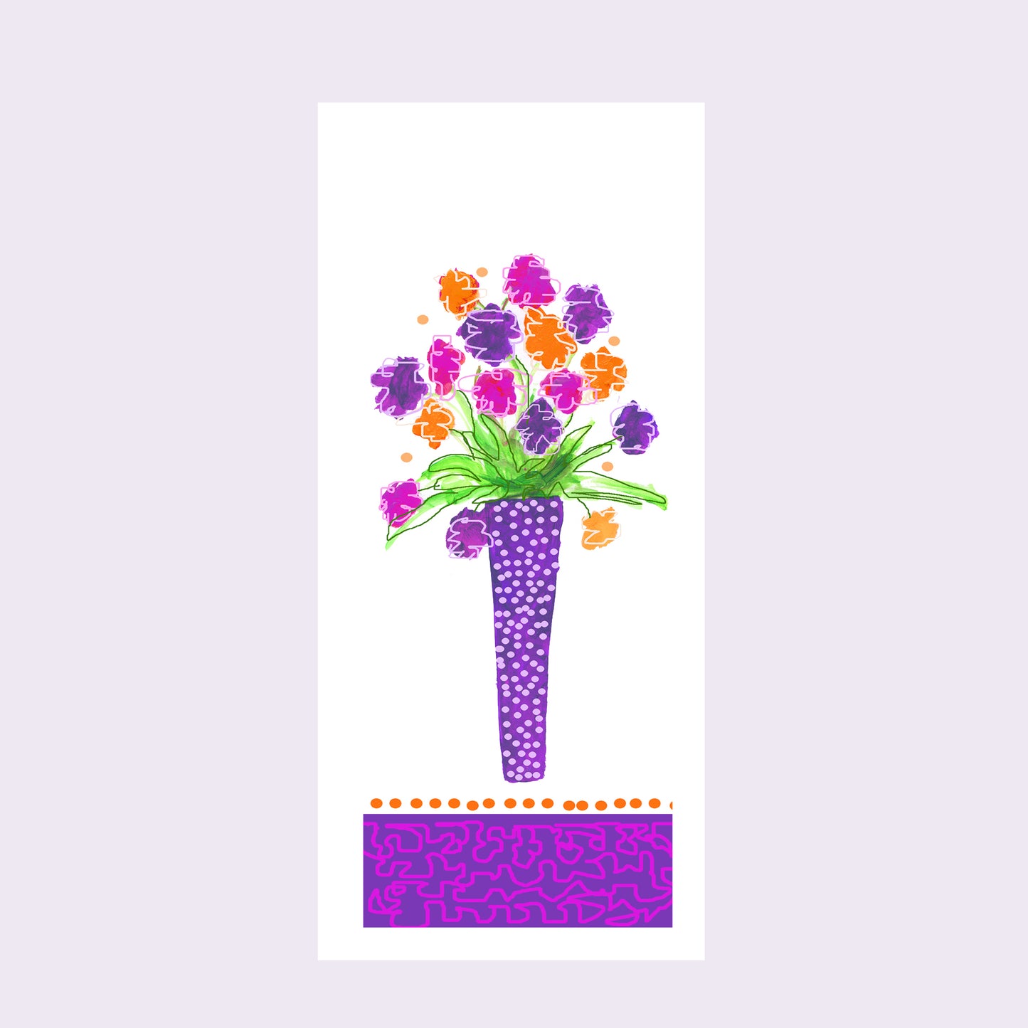 Deep Purple - Tall Purple Vase Note Card (Single Card)