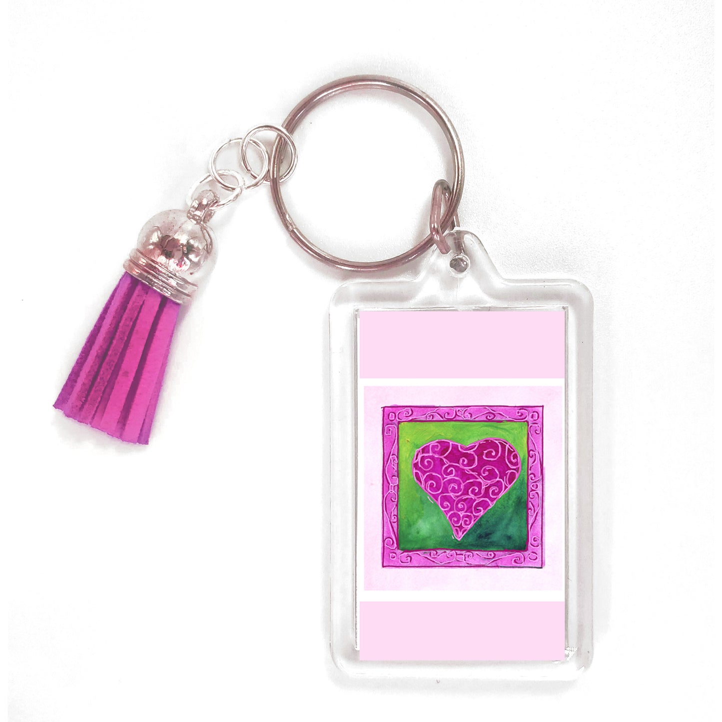 Bright Pink - Pink Heart Key Ring