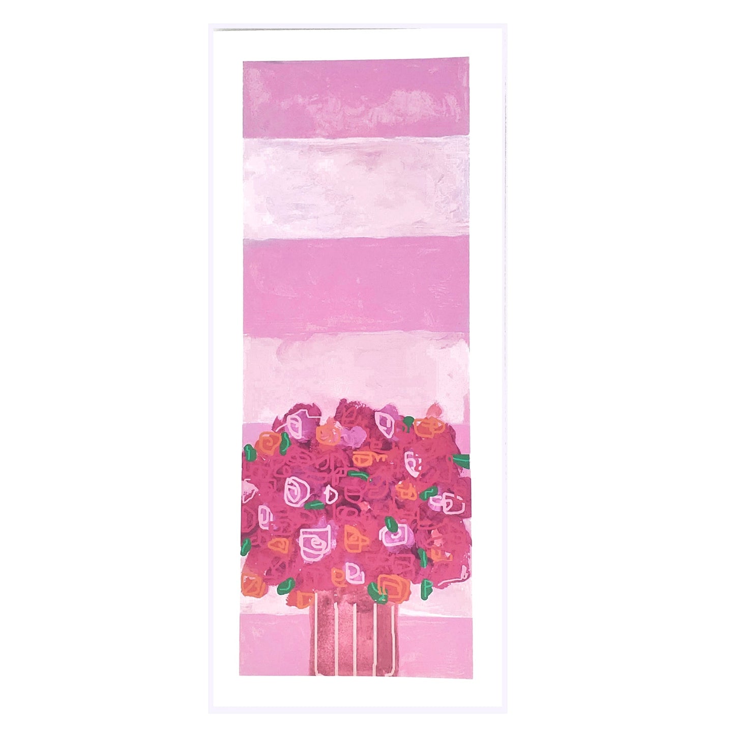 Bright Pink - Stripe Tall Note Card (Single Card)