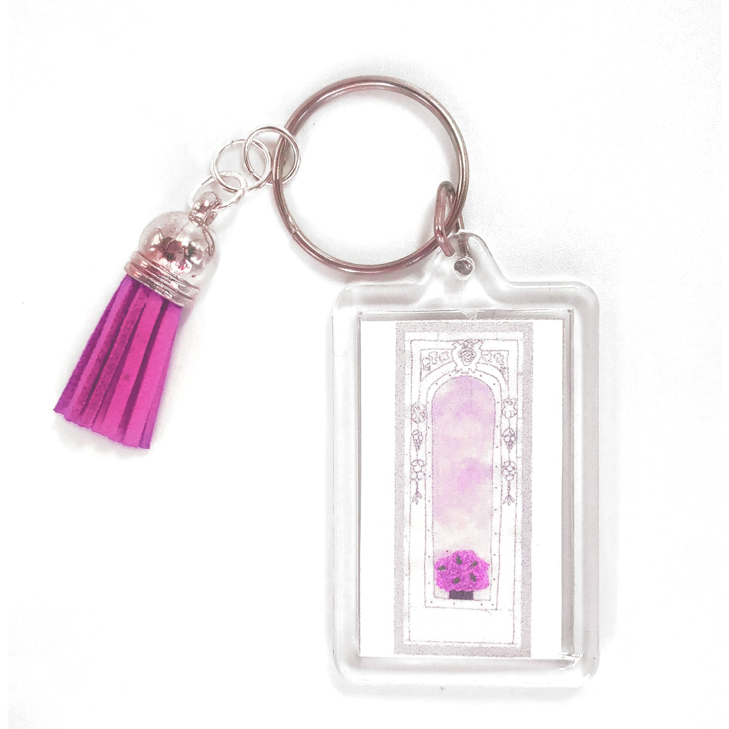 Bright Pink - Flowers in the Window Key Ring