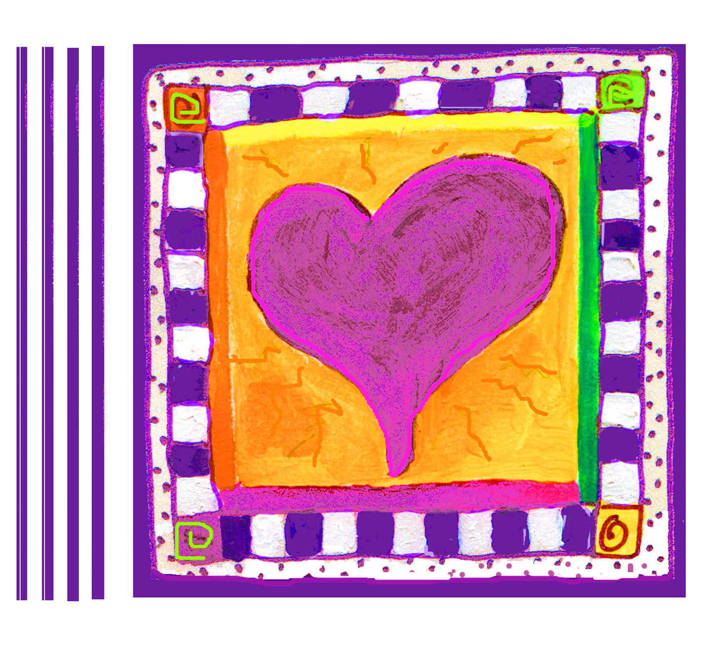 Bright Pink - Heart Square Note Cards (Six Cards)