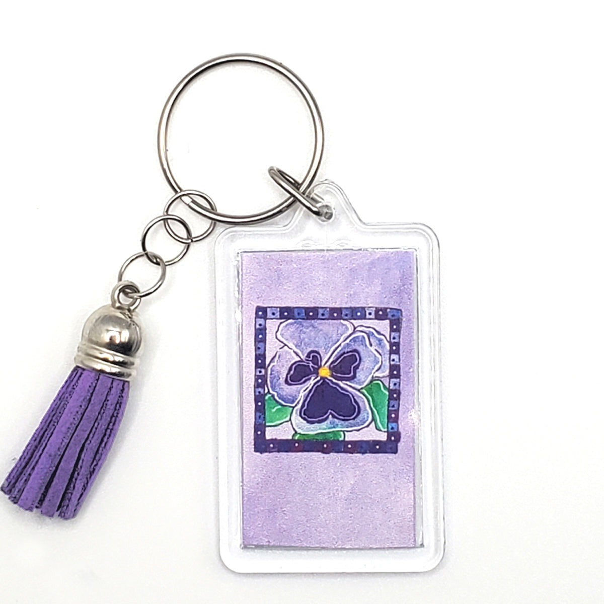 Pattern Purple Key Ring Deep Purple - Pansies Key Ring – Praus Gifts
