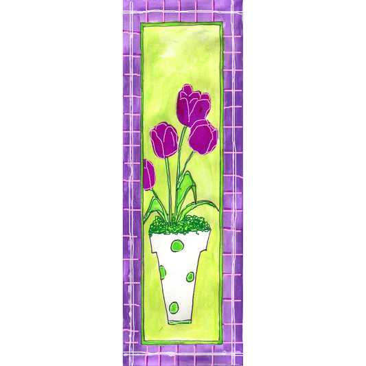 Lively Green - Purple and Green Tulip Bookmark