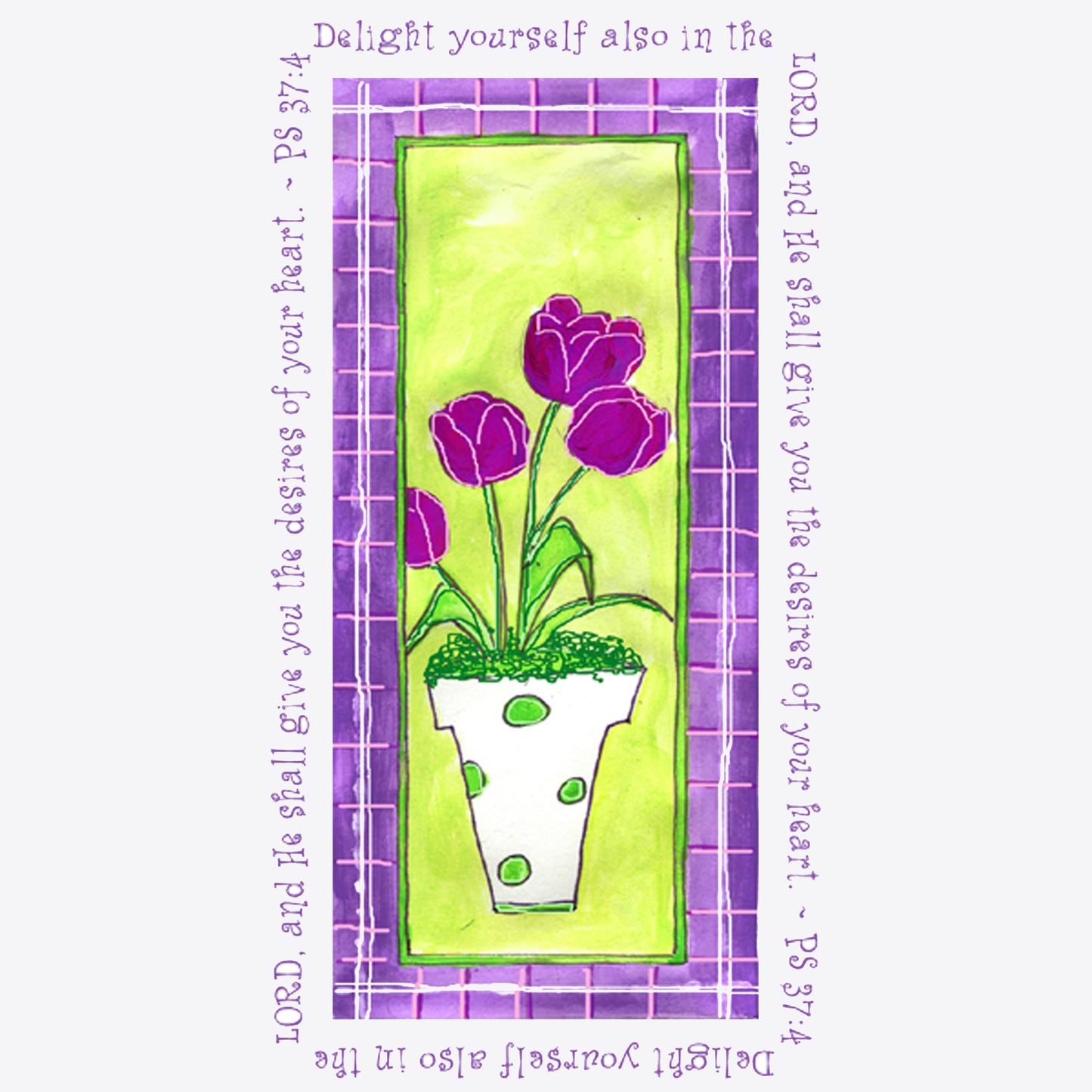 Lively Green - Purple and Green Tulip Magnet