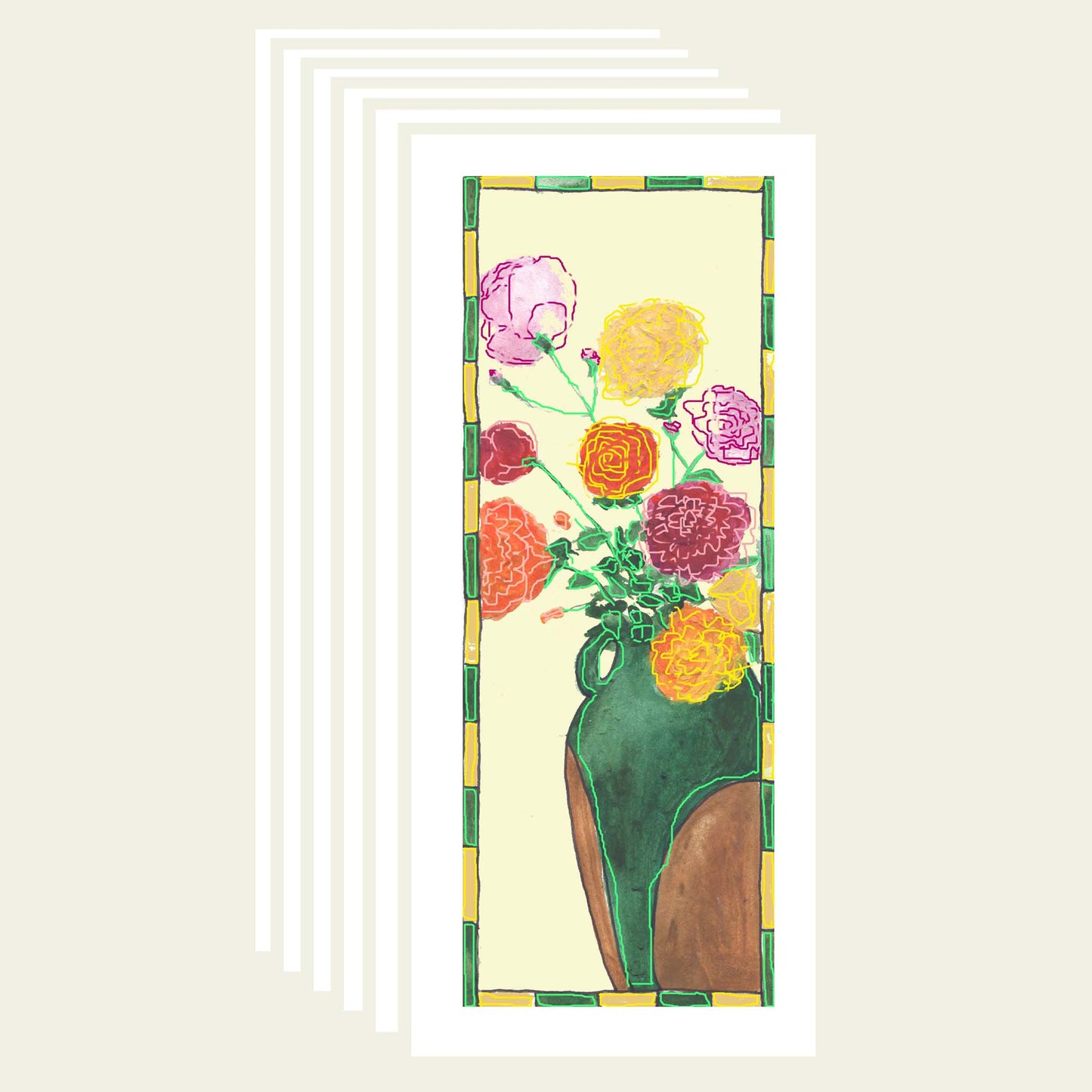 Vibrant Yellow - Roses Note Cards (Six Cards)