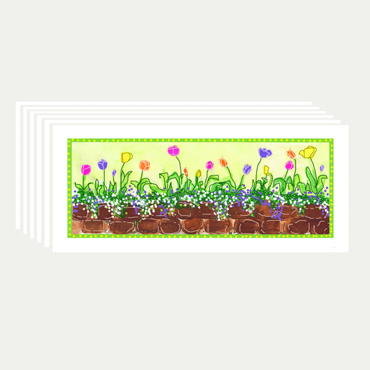 Lively Green - Spring Tulips Note Cards (Six Cards)