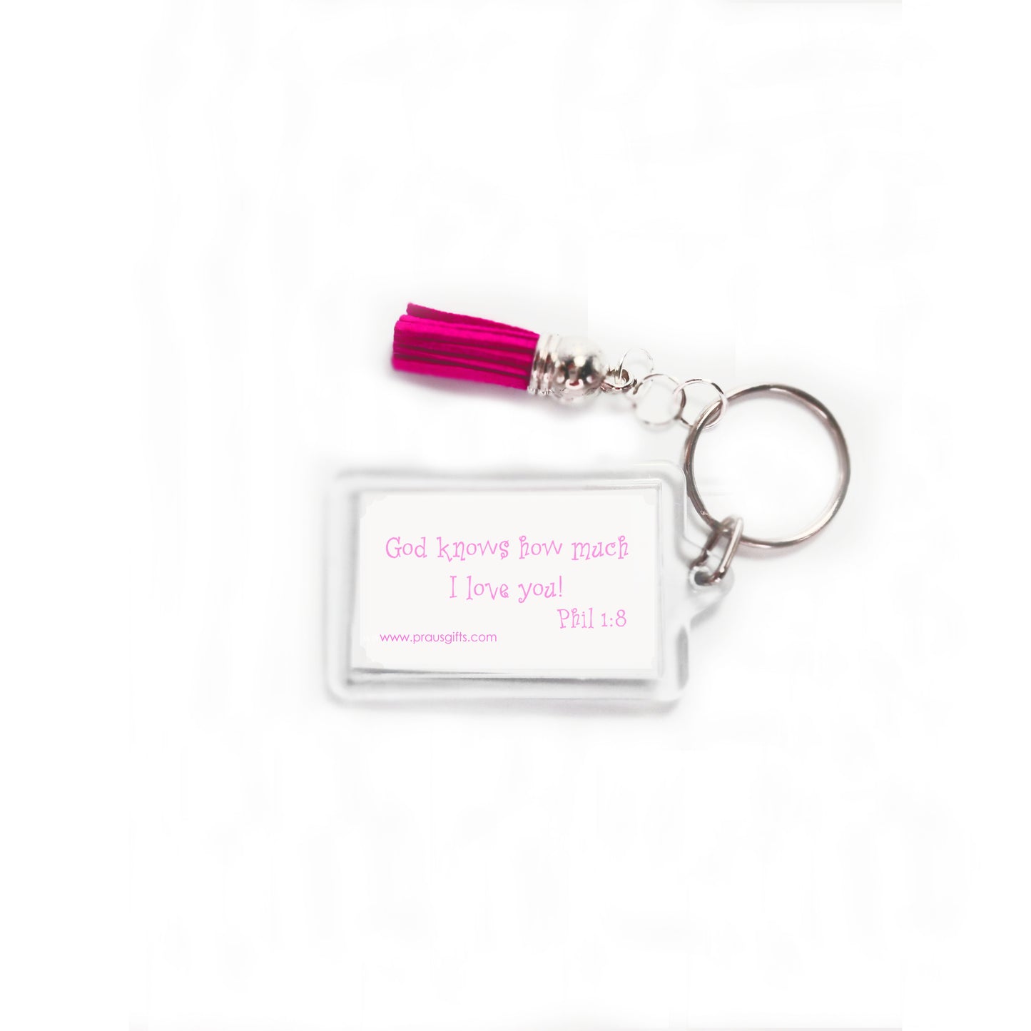 Bright Pink - Striped Heart Key Ring