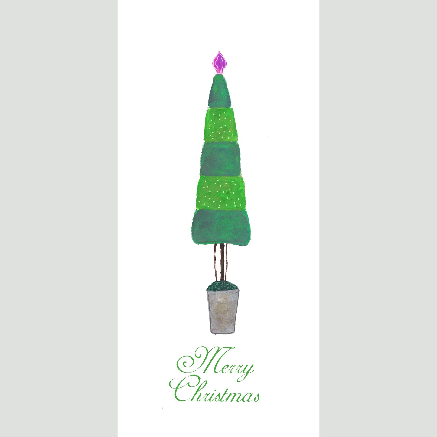 A Very Merry Christmas - Striped Tree Note Card (Single Card)