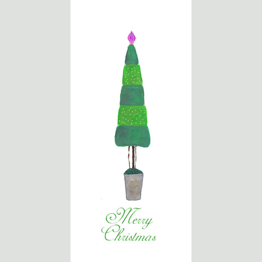 A Very Merry Christmas - Striped Tree Note Card (Single Card)