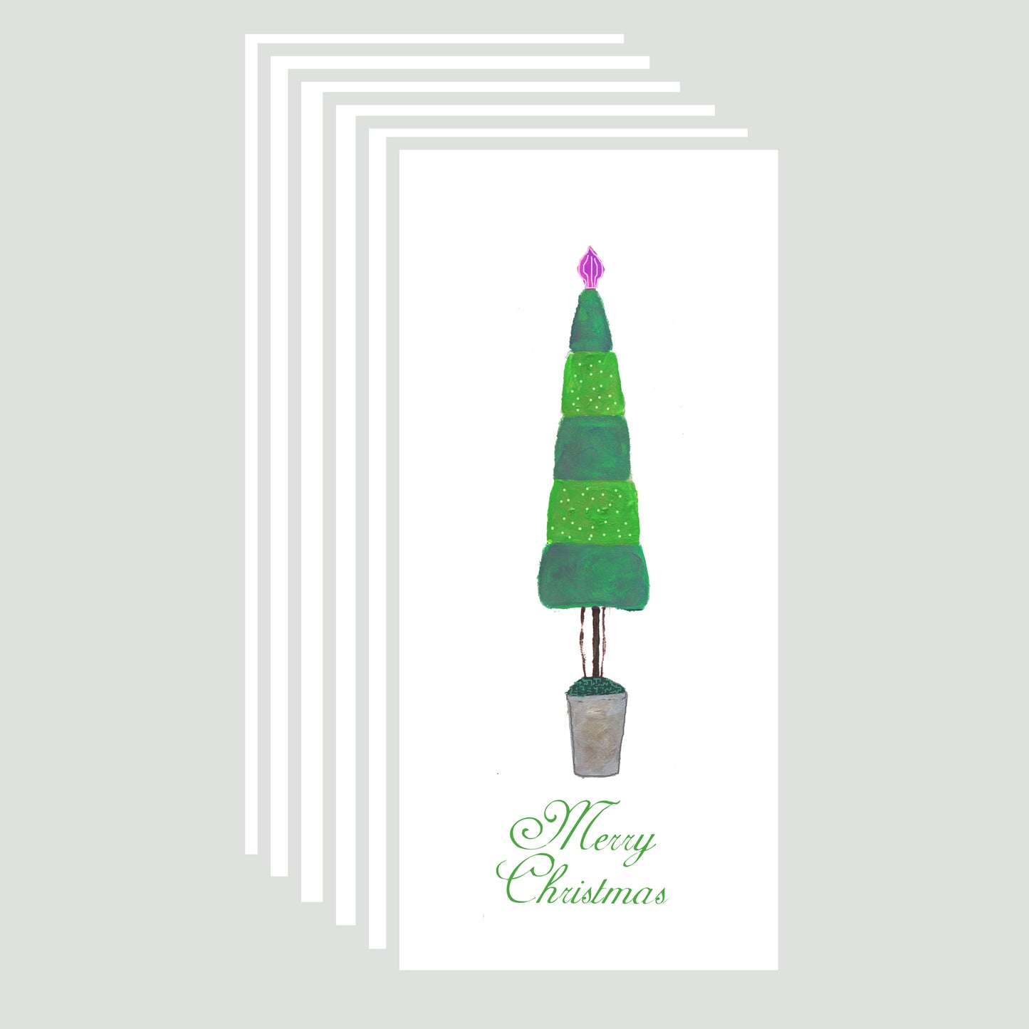 A Very Merry Christmas - Striped Tree Note Cards (Six Cards)
