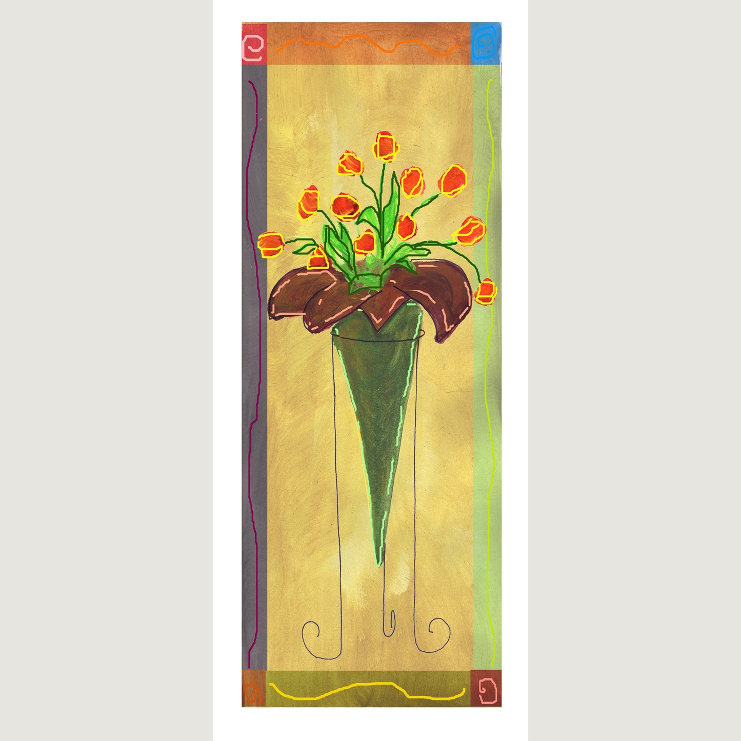 Vibrant Yellow - Tall Tulips Note Cards (Six Cards)