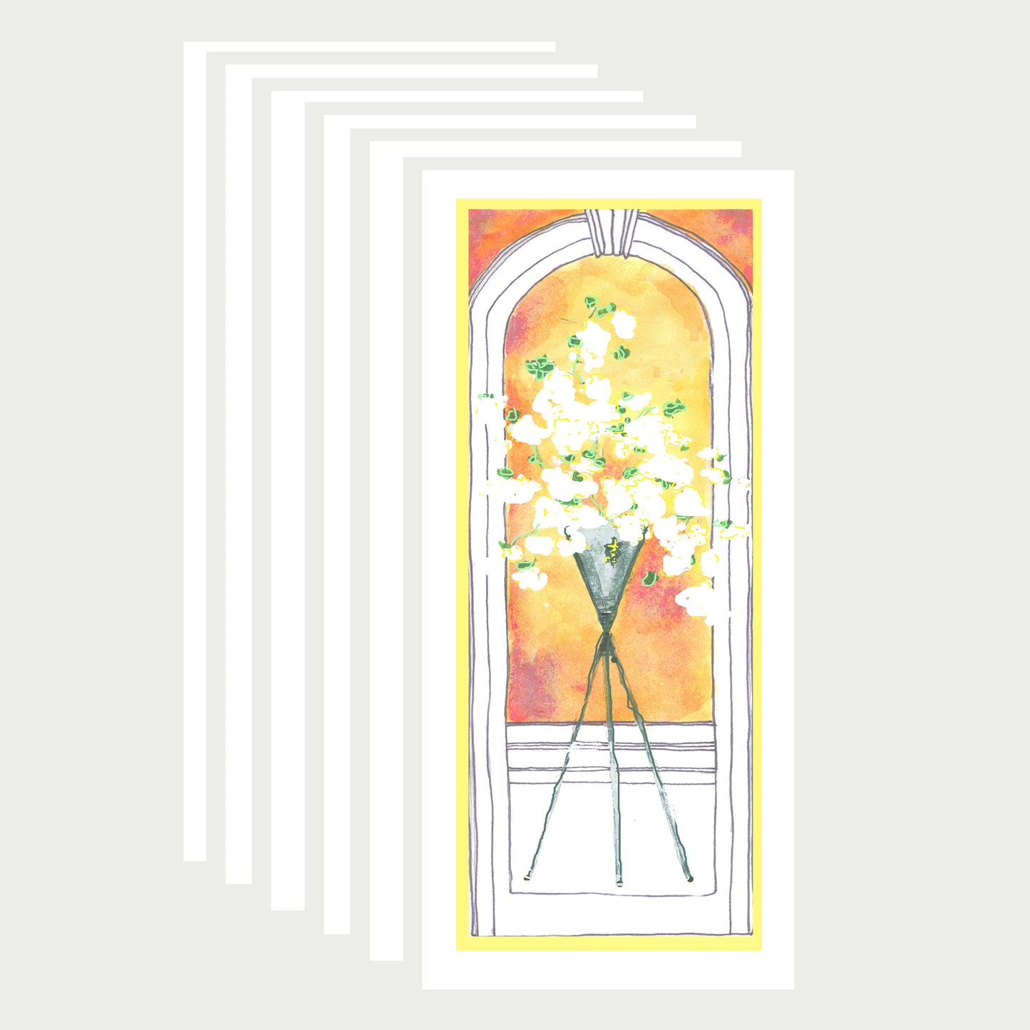 Vibrant Yellow - Flowers in the Window Note Cards (Six Cards)